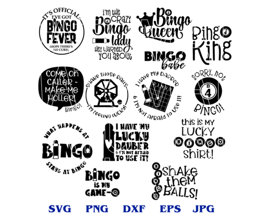 Bundle 14 Bingo svg Bingo King Queen lover t shirt Bingo Night printable crafts gifts game Party svg png dxf files silhouette cameo cricut - BundleofSVG