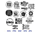 Bundle 14 Bingo svg Bingo King Queen lover t shirt Bingo Night printable crafts gifts game Party svg png dxf files silhouette cameo cricut