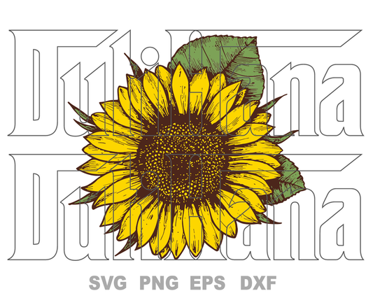 Sun Flowers SVG Sunflower Drawing clipart Flower Silhouette Decor printable Design Digital Download svg png dxf cutting files cameo cricut - BundleofSVG