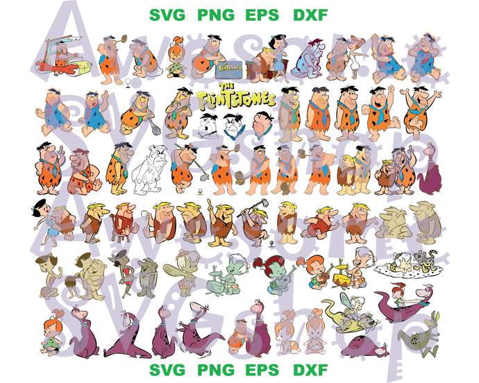 Flintstones Digital Flintstones SVG Flintstones Birthday Party Flintstones T shirt Printable Invitation clipart svg eps dxf png file cricut