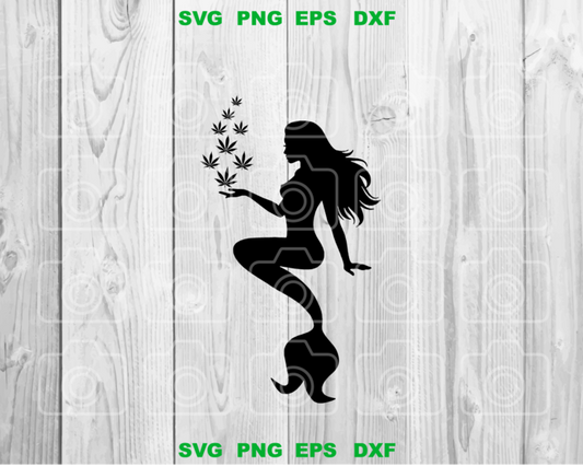 Mermaid Cannabis SVG Mermaid Marijuana svg Mermaid Weed Leaf svg Weed svg png jpg eps cutting files silhouette cricut - BundleofSVG