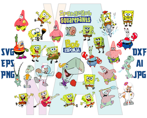 Spongebob Squarepants SVG Spongebob Party Digital Decorations Shirt Spongebob Birthday invitation Clipart svg eps png dxf files cameo cricut