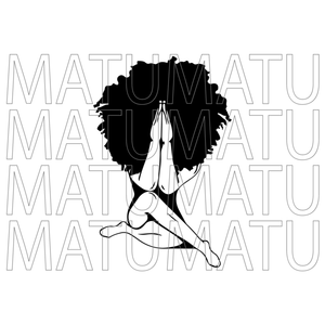 Afro Woman Praying svg Black Woman prayer Religious Faith Pray svg png dxf Instant Download files Silhouette cameo cricut