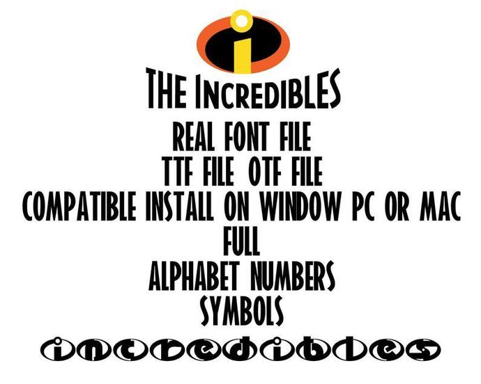 Incredibles font file .ttf file .otf file installable on PC or Mac Incredibles Alphabet number for decor party birthday Office Cricut - BundleofSVG