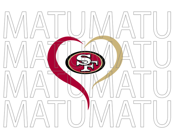 San Francisco 49ers Heart svg Open Heart Super Bowl American Football Rugby sign shirt decor svg png dxf eps cut files cameo cricut