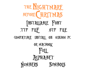 Nightmare Before Christmas font file .ttf font true type font installable on PC Mac Cricut Download letters decor shirt gift party birthday
