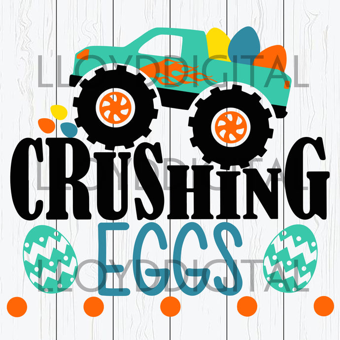 Easter Egg SVG Easter Monster Truck Car svg Boy Crushing Eggs Easter Eggs shirt Download svg dxf png cut files silhouette cricut - BundleofSVG
