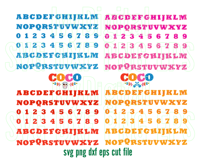 Coco font SVG Coco Letters Alphabet Number birthday invitation decor party svg png dxf files - BundleofSVG