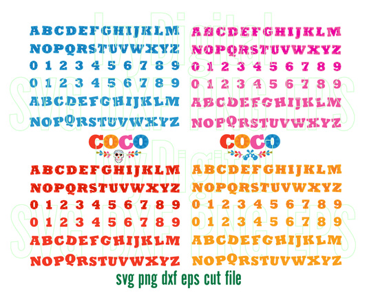 Coco font SVG Coco Letters Alphabet Number birthday invitation decor party svg png dxf files - BundleofSVG