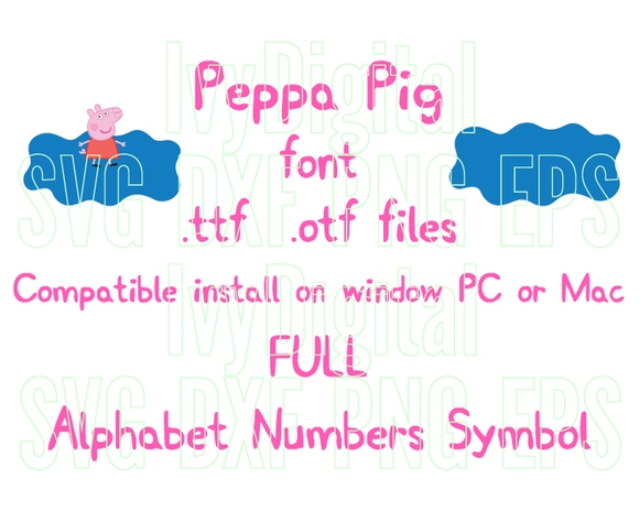Install Peppa Pig font file .ttf font true type font file installable on PC or Mac cricut font letter decor shirt party birthday invitation