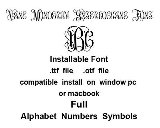 Circle Vine Interlocking Monogram font file .ttf font true type font file installable on PC or Mac cricut letter decor shirt party birthday
