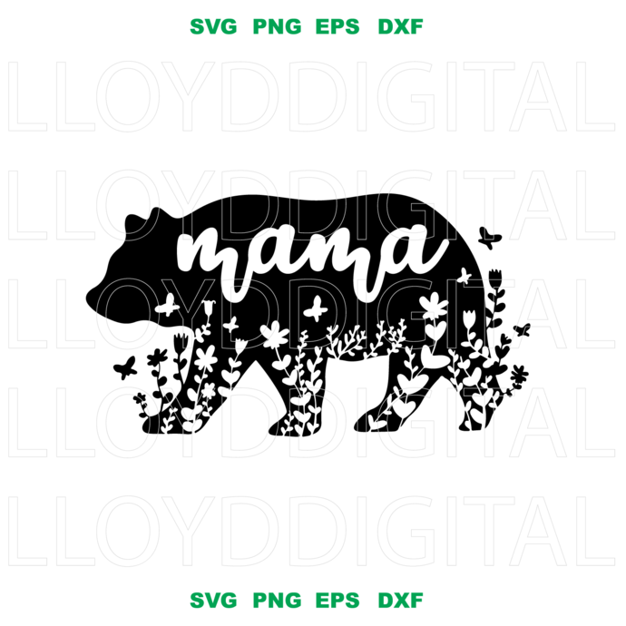 Floral Mama Bear SVG Mother Funny Mom Life family Bear Flower svg boy girl Mom Mommy shirt gifts Party svg eps dxf png cut file silhouette c - BundleofSVG