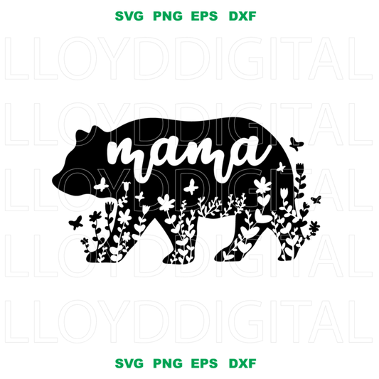 Floral Mama Bear SVG Mother Funny Mom Life family Bear Flower svg boy girl Mom Mommy shirt gifts Party svg eps dxf png cut file silhouette c - BundleofSVG