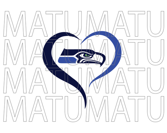 Seattle Seahawks Heart svg Open Heart Super Bowl American Football Rugby sign shirt decor svg png dxf eps cut files cameo cricut - BundleofSVG