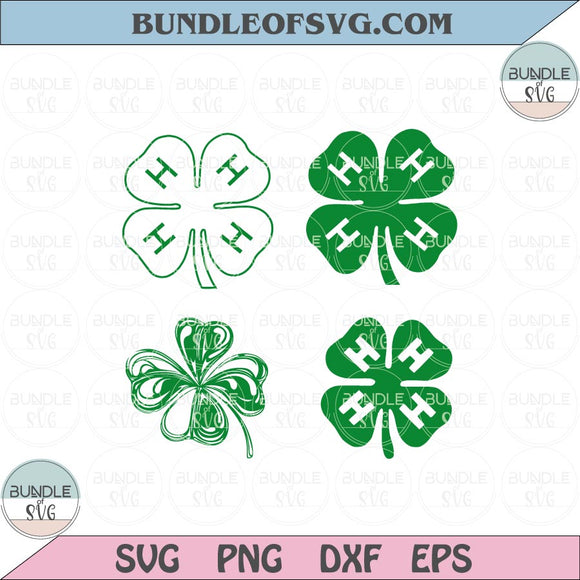 4h Clover Svg Saint Patricks Day Four Leaf Clover Svg Irish Svg Png Eps Dxf Files