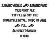 Installable Jurassic park font file Jurassic world letters compatible install on PC or Mac Jurassic Alphabet gift shirt birthday party