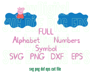 Peppa Pig Alphabet SVG Peppa pig Font Letters Peppa pig Birthday Decorations Invitation shirt party svg png dxf cut file silhouette cricut