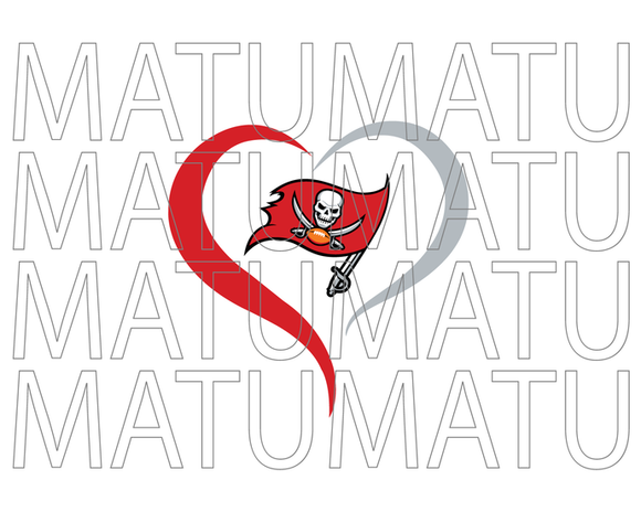 Tampa Bay Buccaneers Heart svg Open Heart Super Bowl American Football Rugby sign shirt decor svg png dxf eps cut files cameo cricut