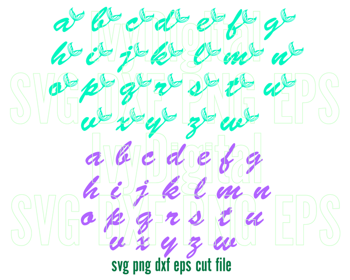 Little Mermaid Tail Font svg Letters Mermaid Alphabet clipart Numbers birthday decor party shirt print download svg png dxf cut files Cricut