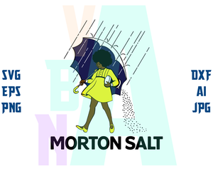 Morton Salt Black Afro Girl SVG Morton Salt Afro woman Umbrella Shirt Salty Beach Printable Download svg eps dxf png cut file cameo cricut