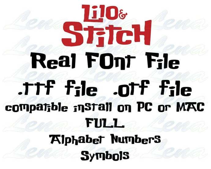 Installable Lilo and Stitch font .ttf file .otf file compatible install on PC or Mac Lilo and Stitch Lettters decor shirt birthday party - BundleofSVG