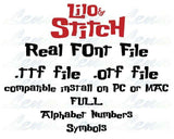 Installable Lilo and Stitch font .ttf file .otf file compatible install on PC or Mac Lilo and Stitch Lettters decor shirt birthday party