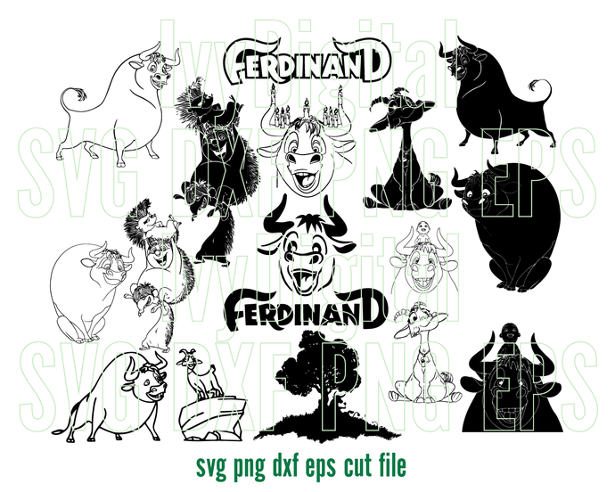Ferdinand the bull svg Ferdinand Silhouette Stencil vector svg eps dxf png cut file printable download gifts cricut