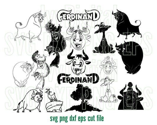 Ferdinand the bull svg Ferdinand Silhouette Stencil vector svg eps dxf png cut file printable download gifts cricut