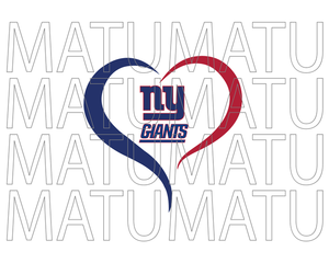 New York Giants Heart svg Open Heart Super Bowl American Football Rugby sign shirt decor svg png dxf eps cut files cameo cricut