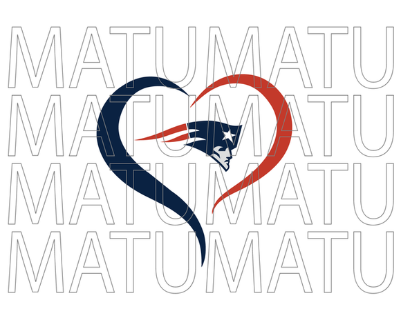 New England Patriots Heart svg Open Heart Super Bowl American Football Rugby sign shirt decor svg png dxf eps cut files cameo cricut
