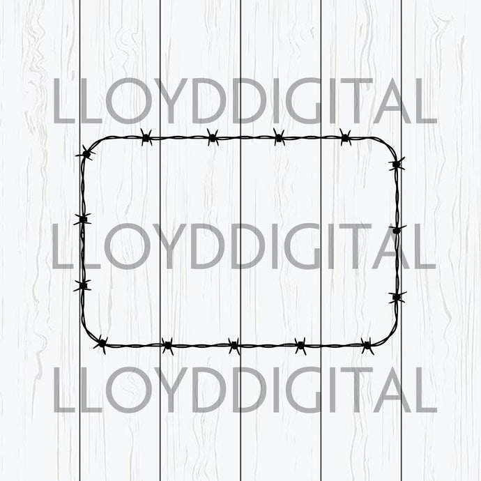 Barbed Wire Rectangle Frame Razor Fence Fencing Barb Bob Forbidden Danger Jail Prison svg png jpg dxf eps cut files silhouette cameo cricut - BundleofSVG