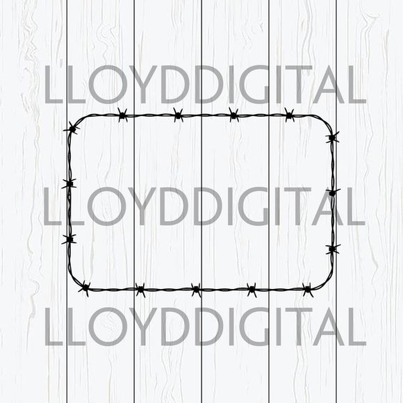 Barbed Wire Rectangle Frame Razor Fence Fencing Barb Bob Forbidden Danger Jail Prison svg png jpg dxf eps cut files silhouette cameo cricut
