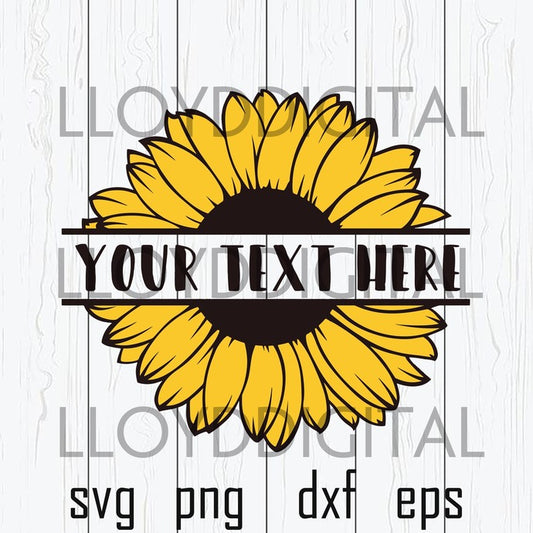 Sunflower monogram SVG Half Sunflower Drawing clipart Flower Silhouette printable Digital Download svg png dxf cutting files cameo cricut - BundleofSVG