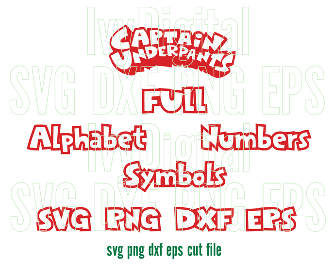 Captain Underpants Font SVG Captain Alphabet Letters Numbers birthday
