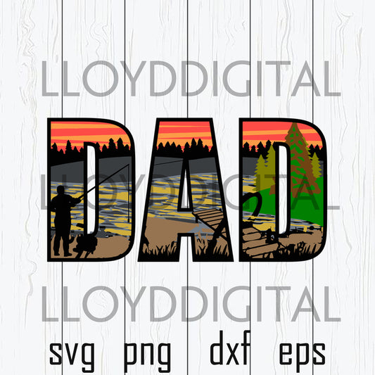 Fathers Day svg Mandala Svg Fishing Dad svg Lake Vintage Fishing Father gift svg eps dxf png files cameo cricut - BundleofSVG