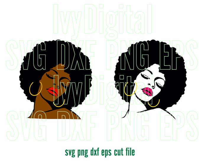 Afro Woman SVG Afro Girl Afro lady Shirt Black Woman art Silhouette Digital Download svg png dxf cut files cameo cricut - BundleofSVG