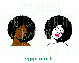 Afro Woman SVG Afro Girl Afro lady Shirt Black Woman art Silhouette Digital Download svg png dxf cut files cameo cricut