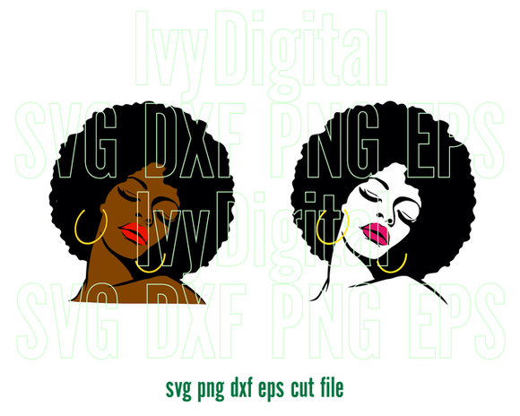 Afro Woman SVG Afro Girl Afro lady Shirt Black Woman art Silhouette Digital Download svg png dxf cut files cameo cricut