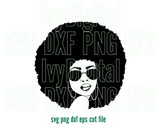 Afro Woman with Sun Glasses SVG Afro Girl Afro lady Shirt Black Woman art Silhouette Digital Download svg png dxf cut files cameo cricut