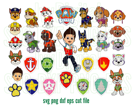 Paw Patrol face SVG clipart Paw Patrol Birthday decor invitation party Shirt Printable silhouette svg eps png dxf cut files cameo cricut