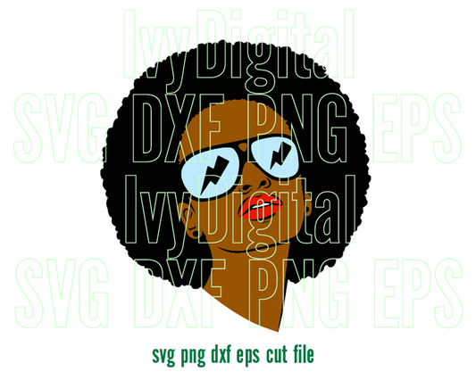 Afro Woman with Sun Glasses SVG Afro Girl Afro lady Shirt Black Woman art Silhouette Digital Download svg png dxf cut files cameo cricut
