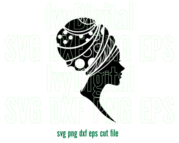 Afro Woman African head wrap SVG Black woman headwrap Hat Silhouette Instant Download svg png dxf cut files cameo cricut - BundleofSVG