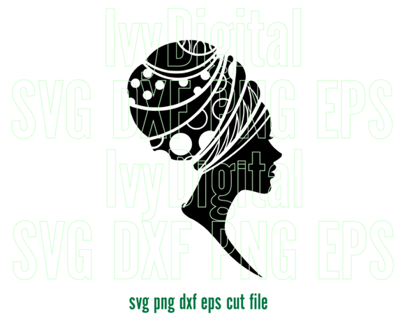 Afro Woman African head wrap SVG Black woman headwrap Hat Silhouette Instant Download svg png dxf cut files cameo cricut