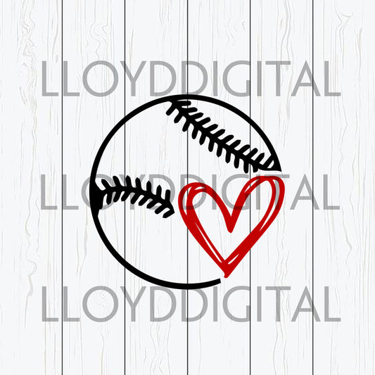 Baseball svg My Heart Mom svg Softball Baseball Heart shirt svg png jpg dxf eps clipart cutting files silhouette cameo cricut - BundleofSVG