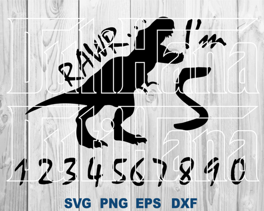 Dinosaur Birthday T rex svg iron on Shirt Gift Dinosaur Rawr I'am Number Birthday clipart decor Party Decor svg png dxf files cameo cricut - BundleofSVG