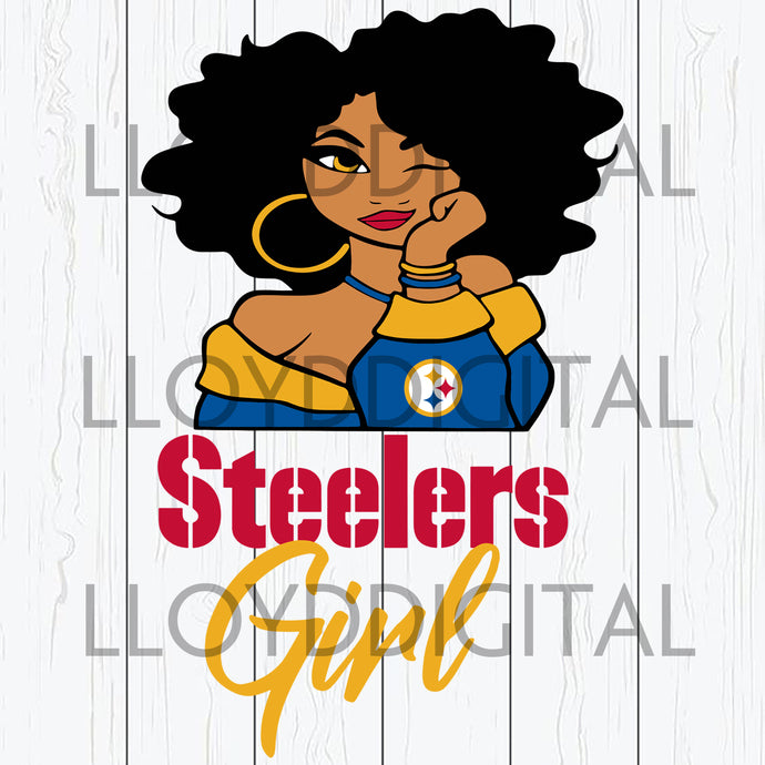 Pittsburgh Steelers Afro girl Black woman football mom n svg Rugby sign shirt decor svg png dxf eps cut files cameo cricut - BundleofSVG