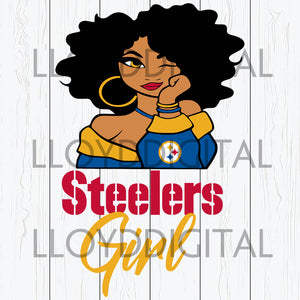 Pittsburgh Steelers Afro girl Black woman football mom n svg Rugby sign shirt decor svg png dxf eps cut files cameo cricut
