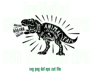 Animal Dinosaurs svg Silhouette T rex Dinosaurs Roar vector clipart sign shirt decor birthday party svg png dxf eps cut files cameo cricut