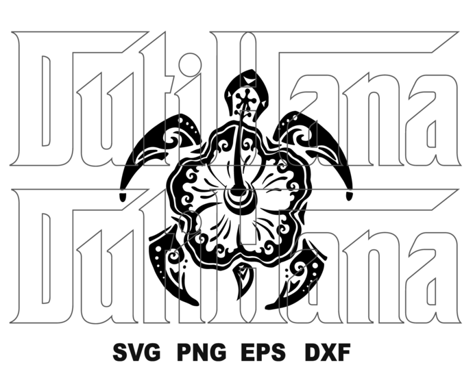 Sea Turtle SVG Tribal Hawaii Flower Floral Shell Turtle Mandala Zentangle Printable clipart Silhouette svg png dxf cut file cameo cricut