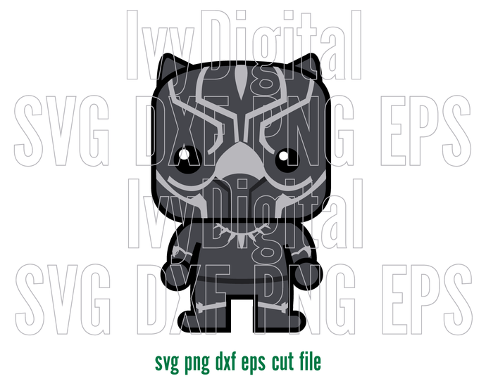 Marvel Cute Black Panther SVG Black Panther Chibi Helmet Mask Sign clipart Silhouette shirt vector party svg eps dxf png files - BundleofSVG